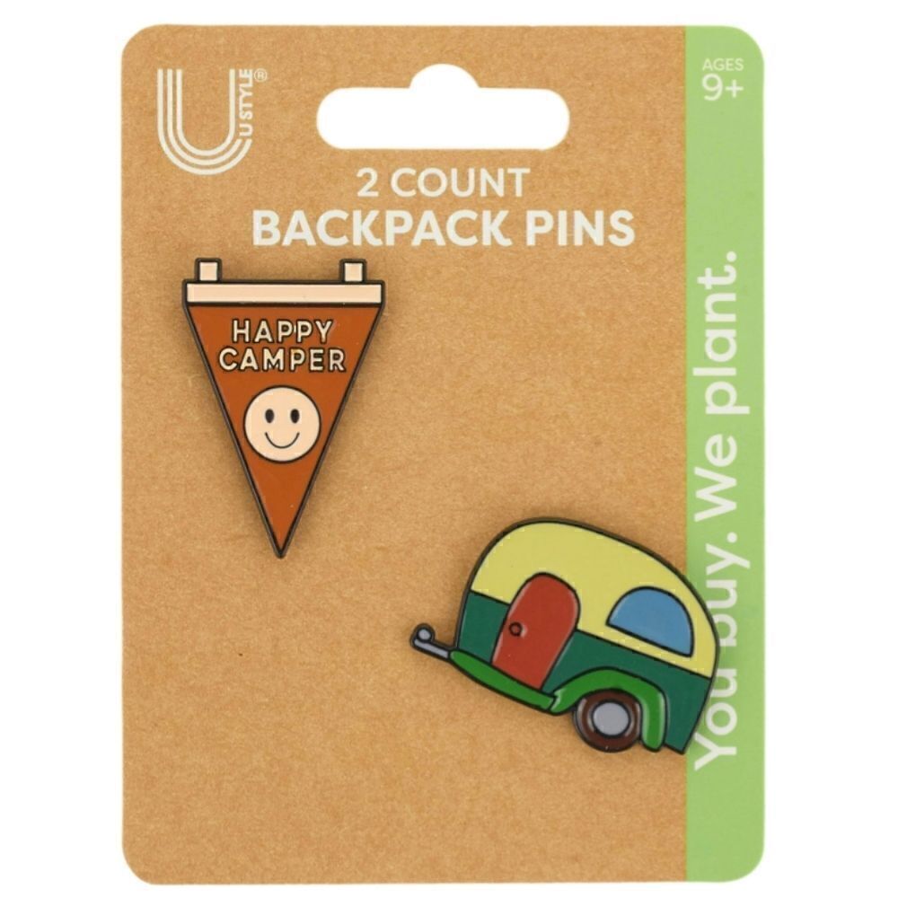 U Style Backpack Pins, Multicolor Trailer/Happy Camper Theme, Set of 2
